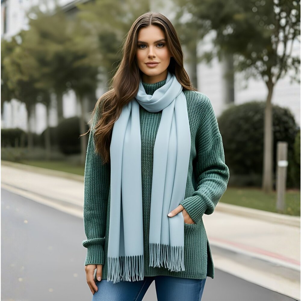 Oussum Soft Silk Shawl Wrap Women Viscose Solid Scarf for Birthday Gifts